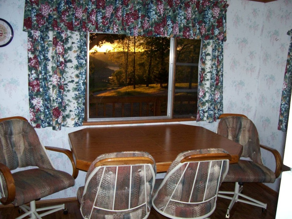 Ozark Retreat kitchen table with view of lake